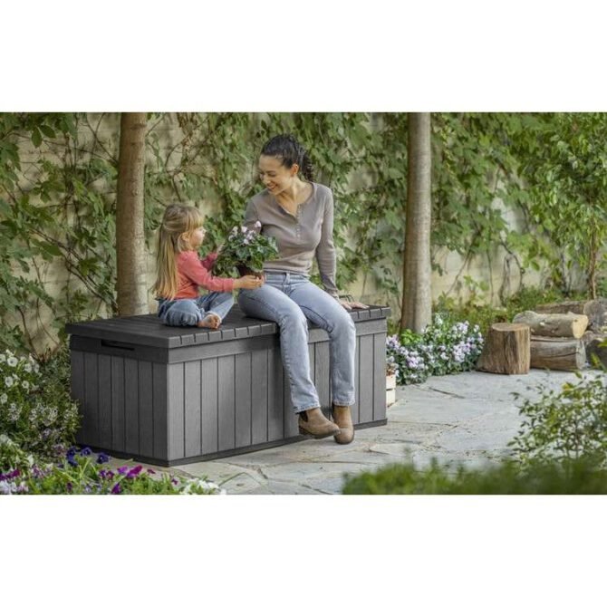 Keter Darwin 380L Plastic Storage Box – Grey-oakleysgardenmachine- Free shipping