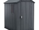 Keter 4’x6′ Darwin Heavy Duty Plastic Garden Shed – Grey-oakleysgardenmachine- Free shipping